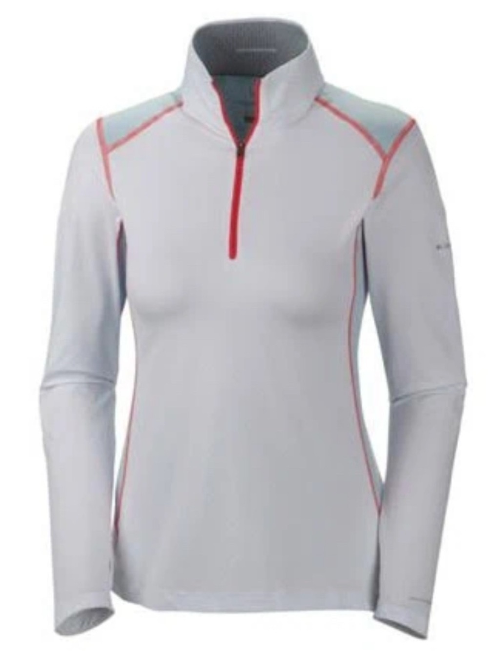 Columbia Omni-Freeze Sun Gray Performance Long Sleeve Half-Zip with Coral